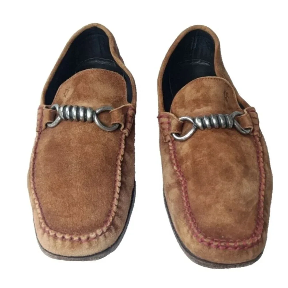 Vintage Donald J Pliner Danit Suede Loafers Men's Size 9.5 M Tan Retail $250